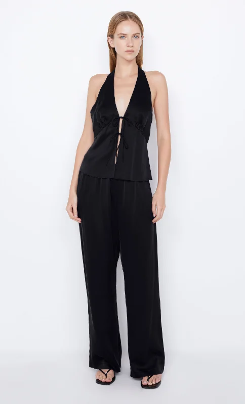 Unmissable Offer TIA SILK HALTER TOP - BLACK