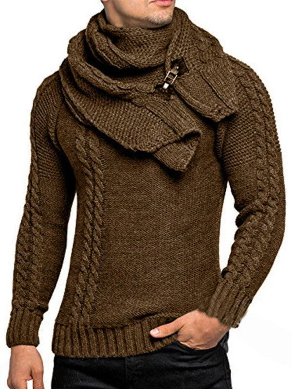 Low Cost Scarf Twist Knitted Men Pullover Sweater