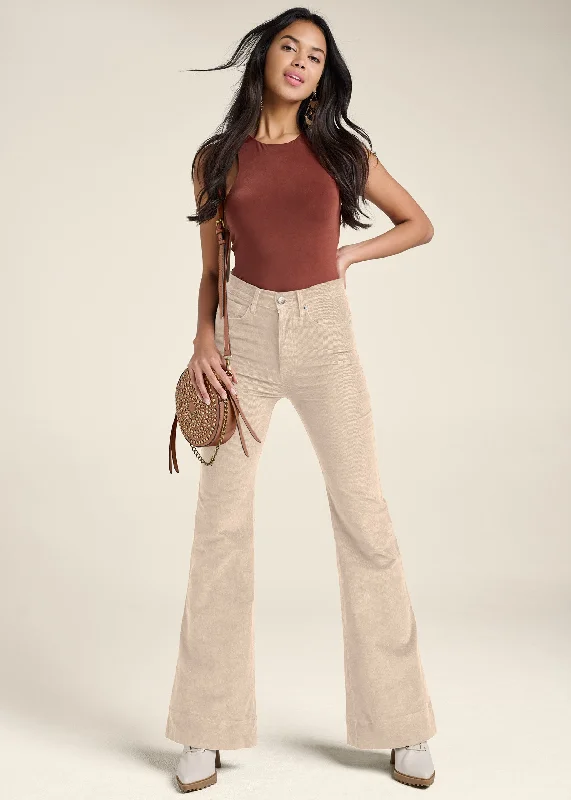 Savings Event Corduroy Flared Pants - Cream
