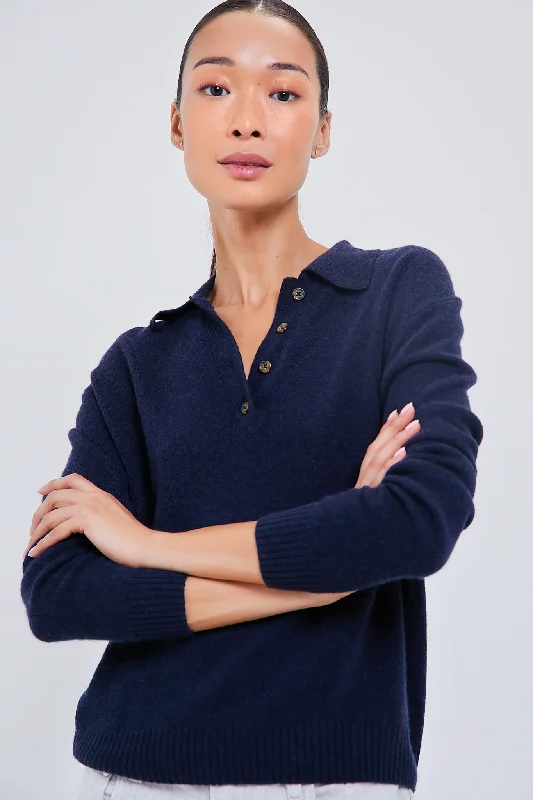 Flash Deal Navy Cashmere Cassidy Polo Sweater