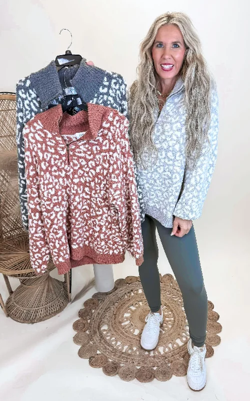 Price Smash Cheetah 1/2 Mock Neck Dreamer Pullover | Salty Wave*