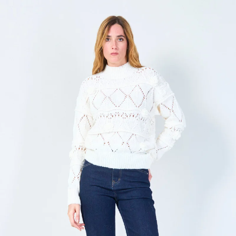 Deep Savings Intricate knit pullover with textured details wholesale