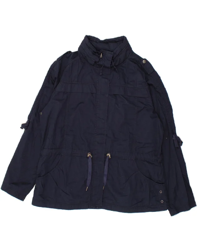 YEAR-End Sale EDDIE BAUER Womens Hooded Military Jacket UK 20 2XL Navy Blue Cotton