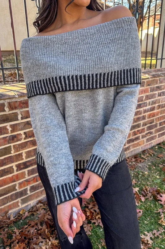Exclusive Weekend Offers Inside Unwritten Rules Grey Off Shoulder Sweater