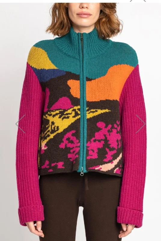 New Markdowns Landscape zip front jacket-Brights