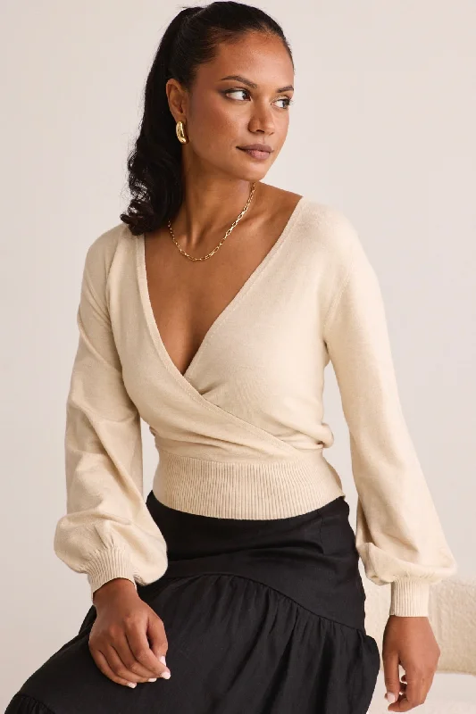 Deal Alert Cross My Heart Oat Ballerina Fine Knit Wrap Cardigan
