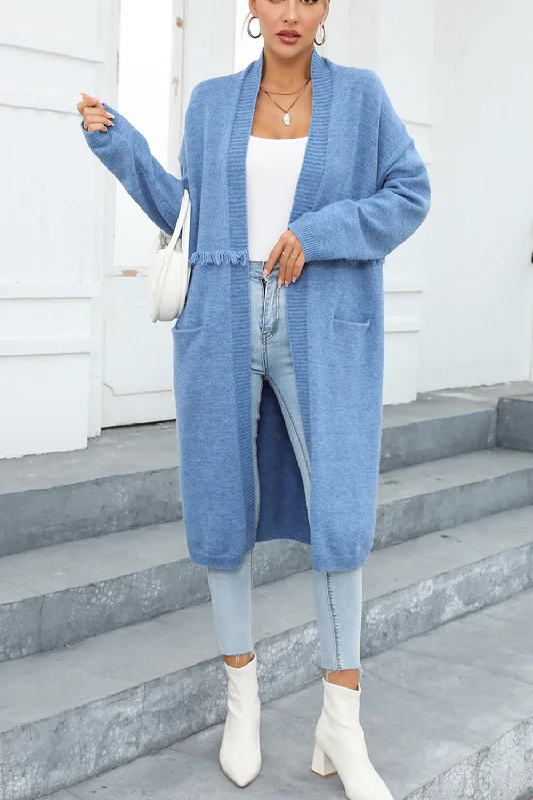 Extra Savings Open Front Pocketed Cardigan
