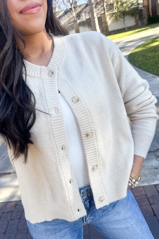 Act Fast Here I Am Oatmeal Cardigan Sweater