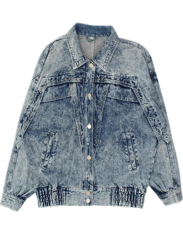 Massive Deals VINTAGE Womens Oversized Denim Jacket EU 38 Medium Blue Cotton