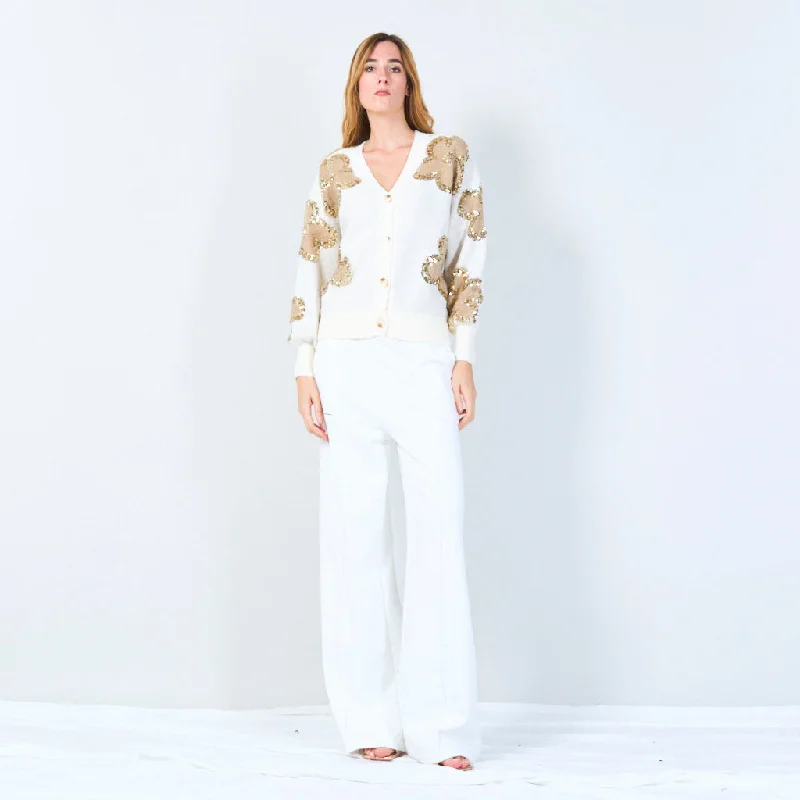 Weekend Deals You Can't Resist Sequin floral button-up cardigan wholesale