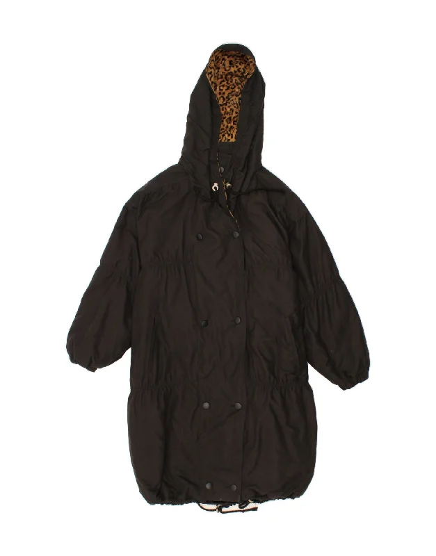 Overstock VINTAGE Womens Oversized Hooded Padded Coat UK 10 Small  Black
