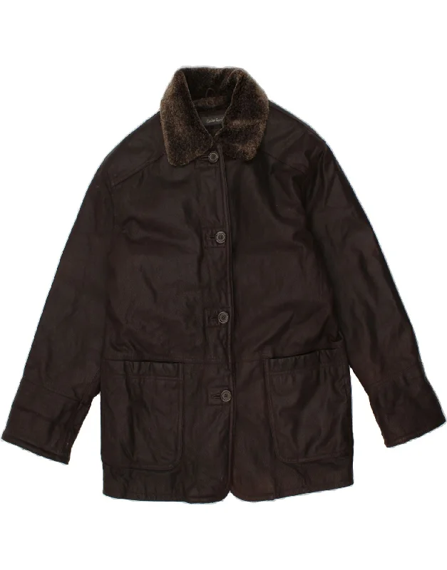 Limited Time Discount VINTAGE Womens Leather Jacket UK 16 Large Brown Leather