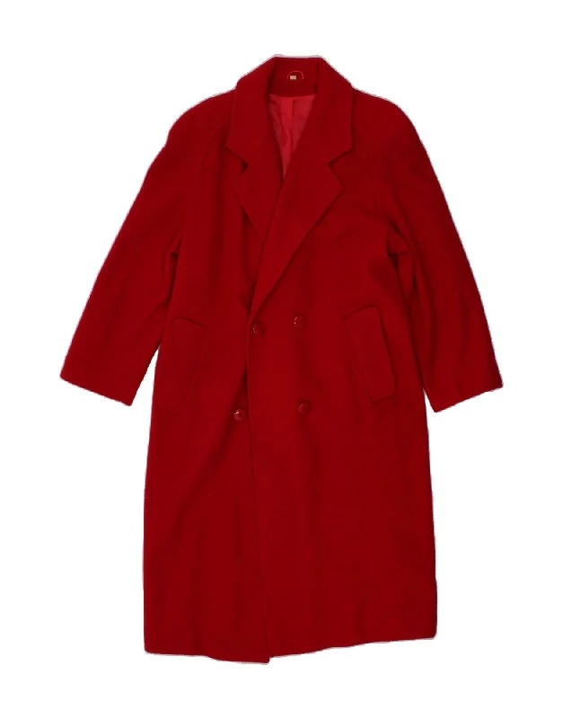 Price Cut VINTAGE Womens Double Breasted Coat UK 14 Large Red Wool