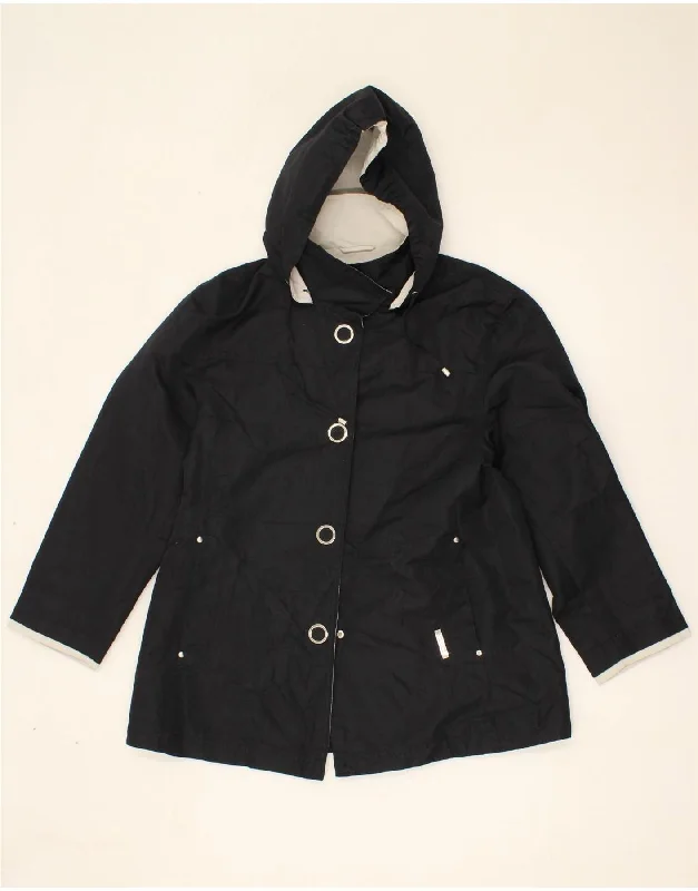 Lowest Price LONDON FOG Womens Petite Hooded Rain Jacket UK 14 Medium Navy Blue