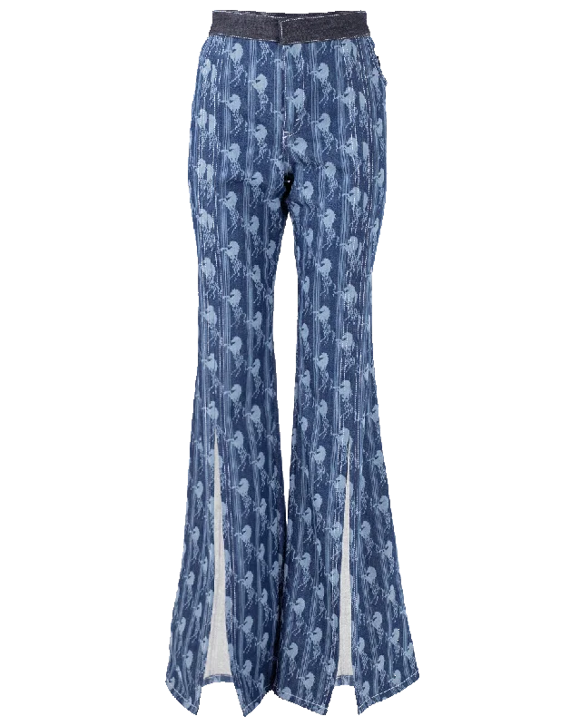 Reduced Rates Horse Print Flare Stretch Jean
