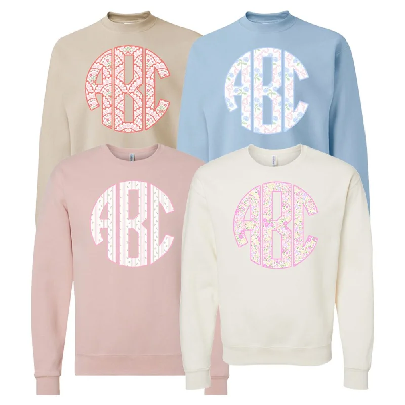 Overstock Monogrammed ‘Coquette Floral Patterns’ Big Print Crewneck Sweatshirt