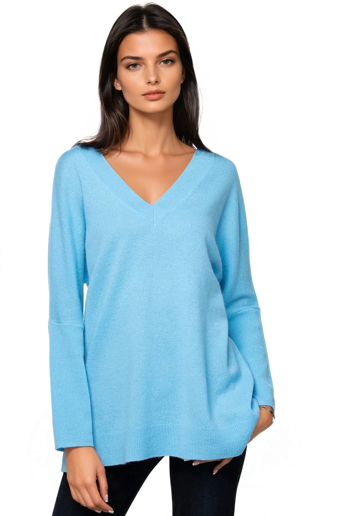 New Deals 100% Cashmere Reversible Easy V-Neck Sweater - Resort
