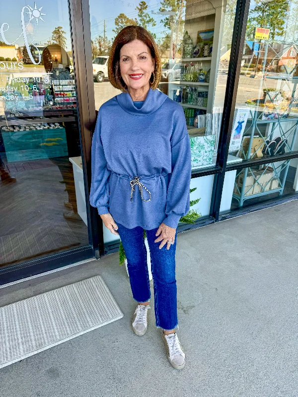 Weekend Offers That Thrill Drawstring Comfy Top: Blue