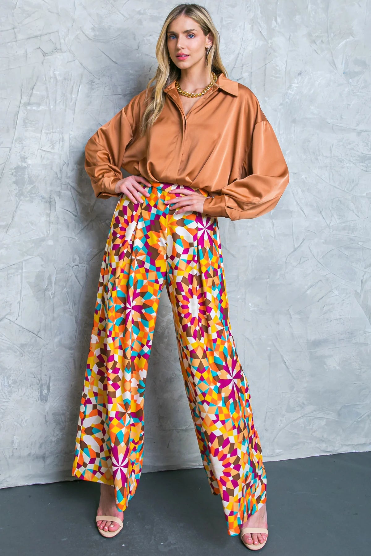 Extra Discounts Bronze Lantern Sleeve Top