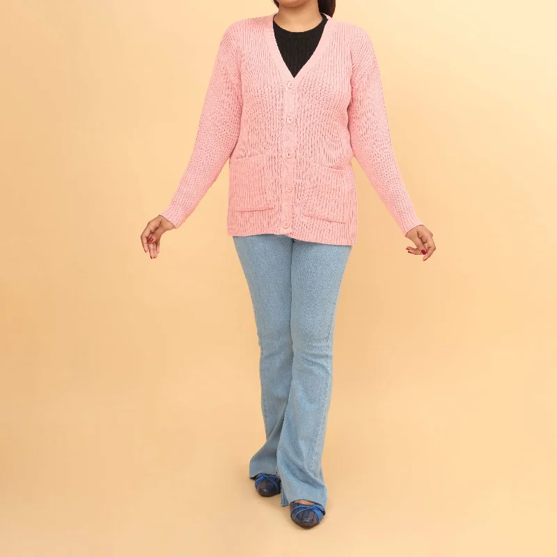 Big Discounts Pink Cotton Thread Winter Sweater PW4816