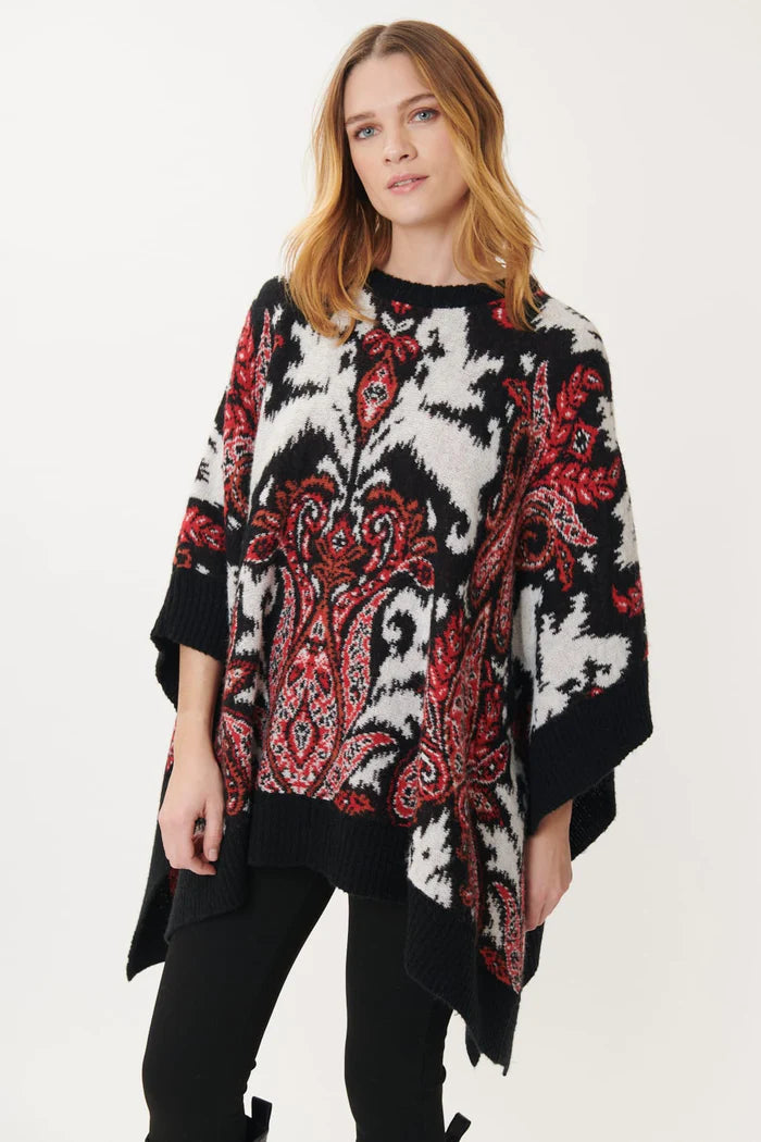 Price Slash Jazz Paisley Poncho/Sweater  - Black
