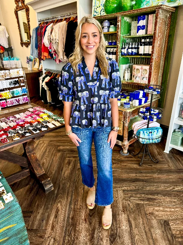 Flash Deal Periwinkle Bow Peplum Top