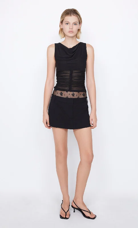 Price Slash PIA GATHERED TOP - BLACK