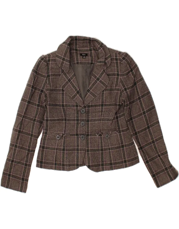 Bargain Bin MOSSIMO Womens Crop 3 Button Blazer Jacket UK 10 Small Grey Check Acrylic Bargain Bin MOSSIMO Womens Crop 3 Button Blazer Jacket UK 10 Small Grey Check Acrylic