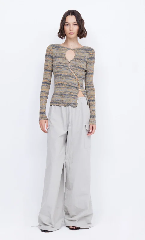 Final Clearance ALIENOR KEY HOLE KNIT TOP - OCEAN DUSK