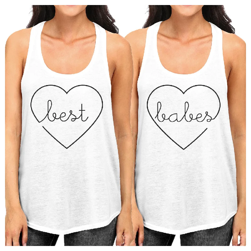 YEAR-End Sale Best Babes BFF Matching White Tank Tops