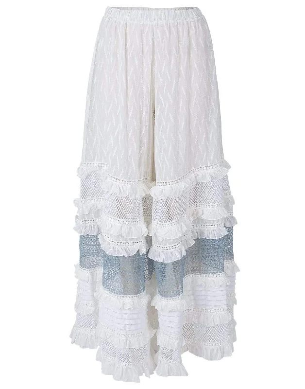 Discount Mania Mesh Ruflle Wide Leg Pant