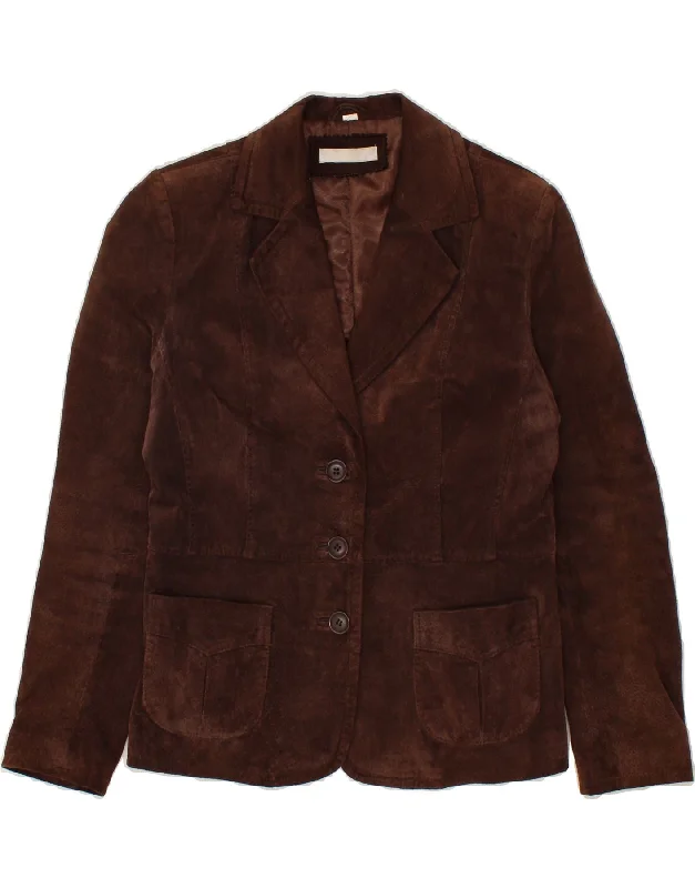Unbeatable Prices VINTAGE Womens Suede 3 Button Blazer Jacket UK 10 Small  Brown Suede