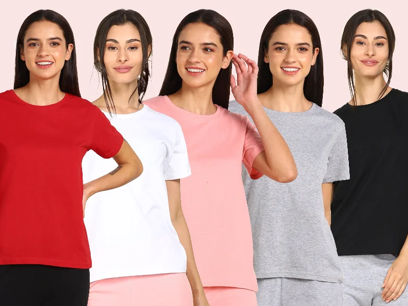 Bargain Alert Young Trendz Womens Regular Fit Combo Solid Tshirt