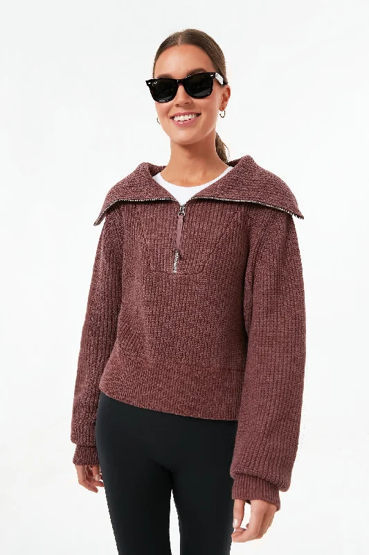 Midnight Sale Rose Taupe Speckle Mentone Half Zip