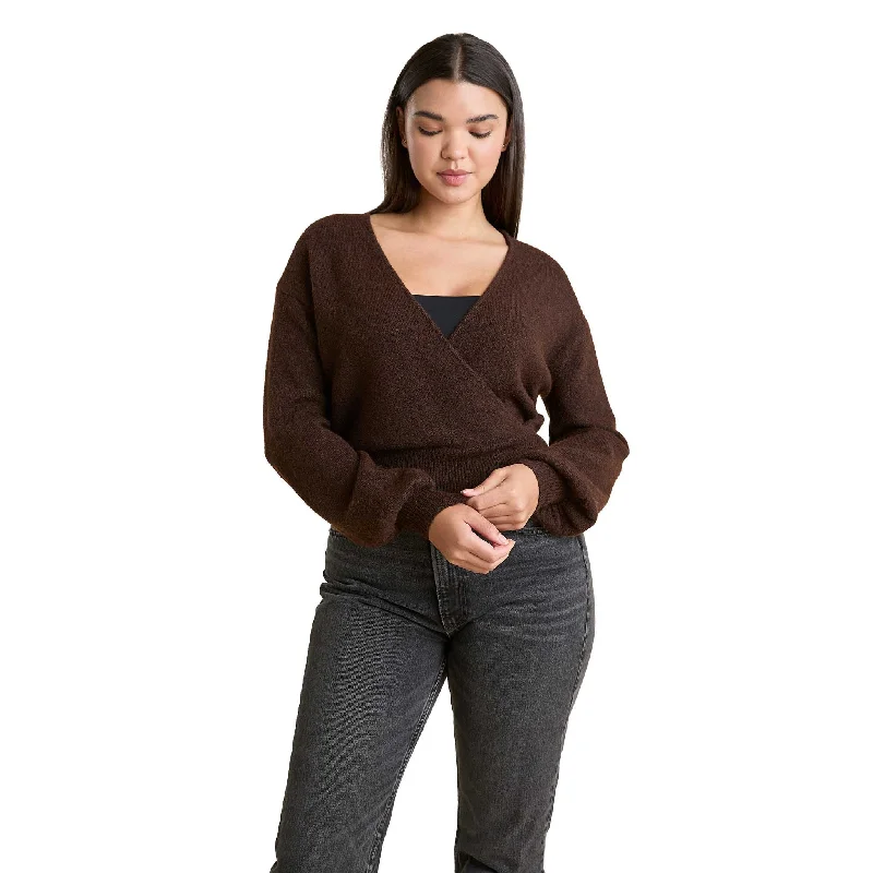 Weekend Savings Spectacular Cozy Knit Wrap Sweater | Coffee