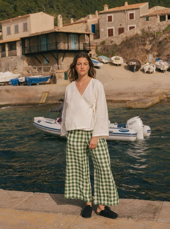 Steal Deal Adele Wrap Linen Top - White