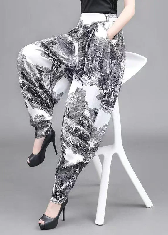 Weekend Offers That Delight Summer Women Loose Pockets Landscape Painting Haren Pants