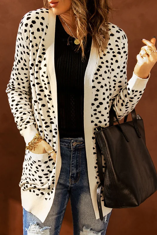 New Arrival Full Size Printed Long Sleeve Cardigan with Pocket