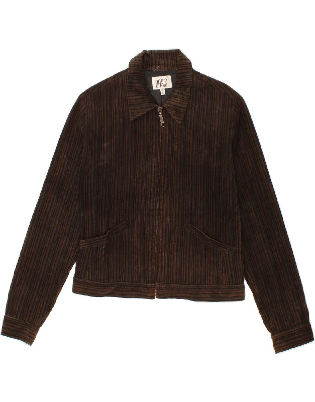 New Markdowns OASIS Womens Bomber Corduroy Jacket UK 10 Small  Brown Striped Cotton