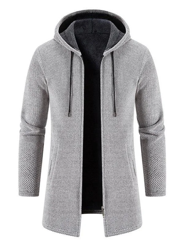 Weekend Deals That Wow Long Hooded Zipper Men Cardigan Sweater