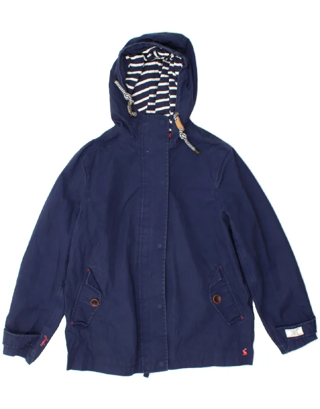 Hurry In JOULES Womens Hooded Rain Jacket UK 12 Medium Navy Blue Cotton