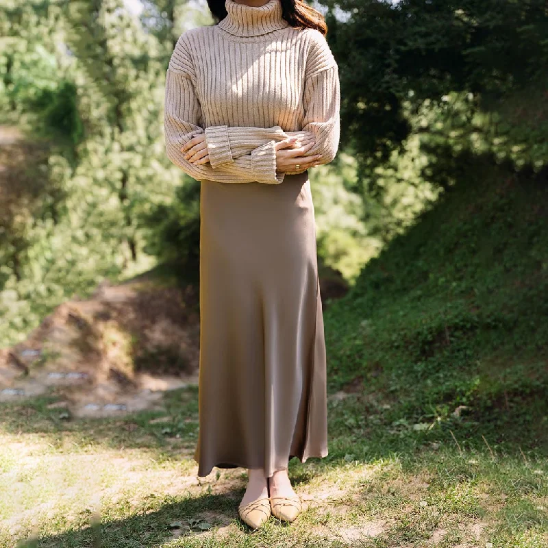 Big Deal Beige Hi Neck Knitted Sweater PW4839