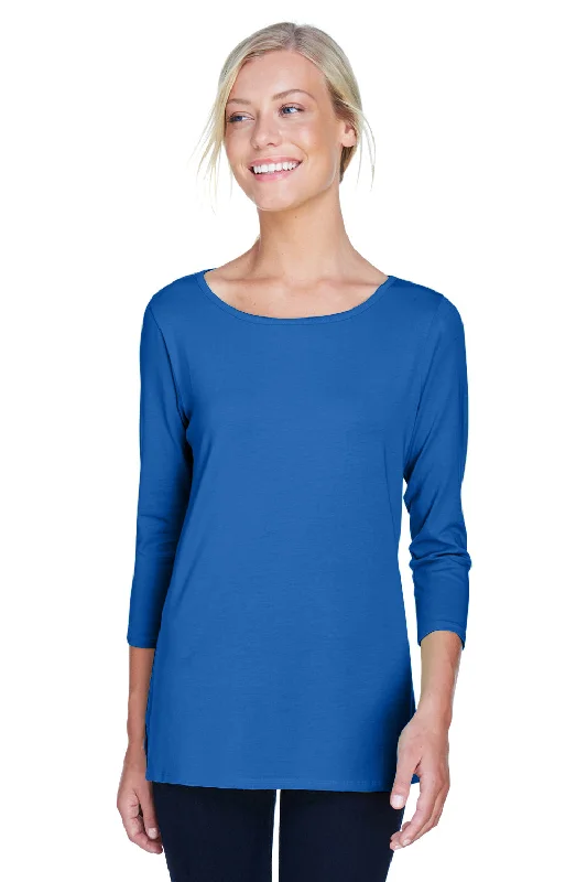 Weekend Deal Devon & Jones Womens Perfect Fit 3/4 Sleeve Wide Neck T-Shirt - French Blue - Closeout Weekend Deal Devon & Jones Womens Perfect Fit 3/4 Sleeve Wide Neck T-Shirt - French Blue - Closeout