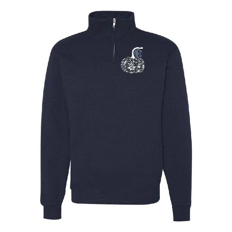 Inventory Reduction Monogrammed 'Chinoiserie Pumpkin' Quarter Zip Sweatshirt
