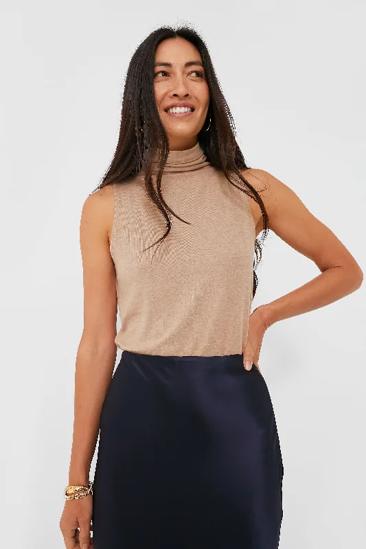 Closeout Sale Cashew Sleeveless Turtleneck