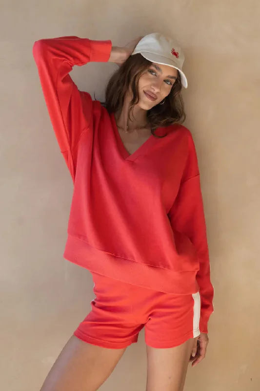 Super Bargain Serafina Lobster Red Cotton Knit Sweater
