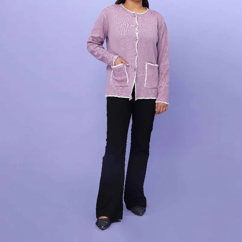 Super Deal Purple Cotton Thread Winter Sweater PW4833