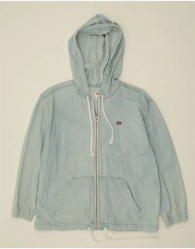 Weekend Savings Extravaganza LEVI'S Womens Hooded Denim Jacket UK 10 Small Blue Cotton