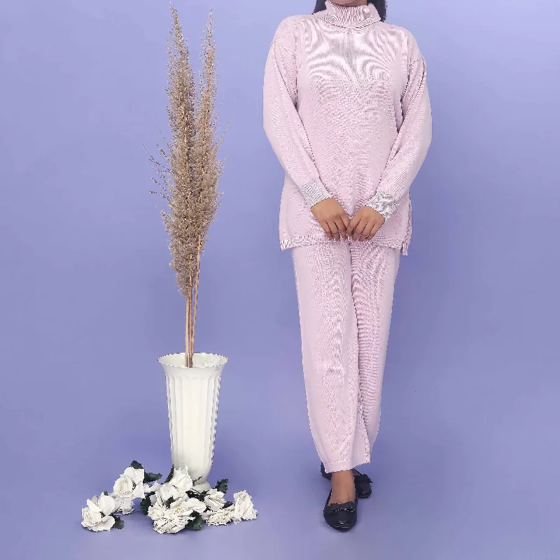 Special Discount Lilac Cotton Thread Winter Sweaters Cord Set PW4860