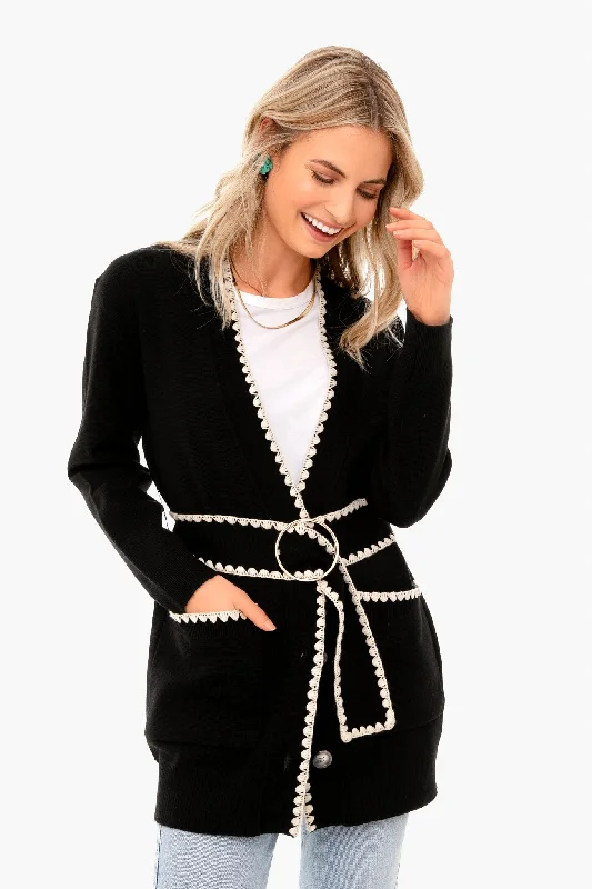 Today's Special Black Belted Cardigan